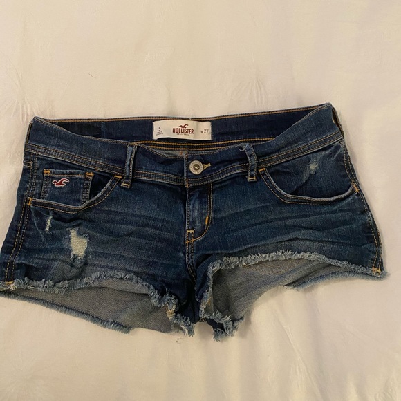 Low Rise Dark Wash Jean Shorts - Picture 1 of 3
